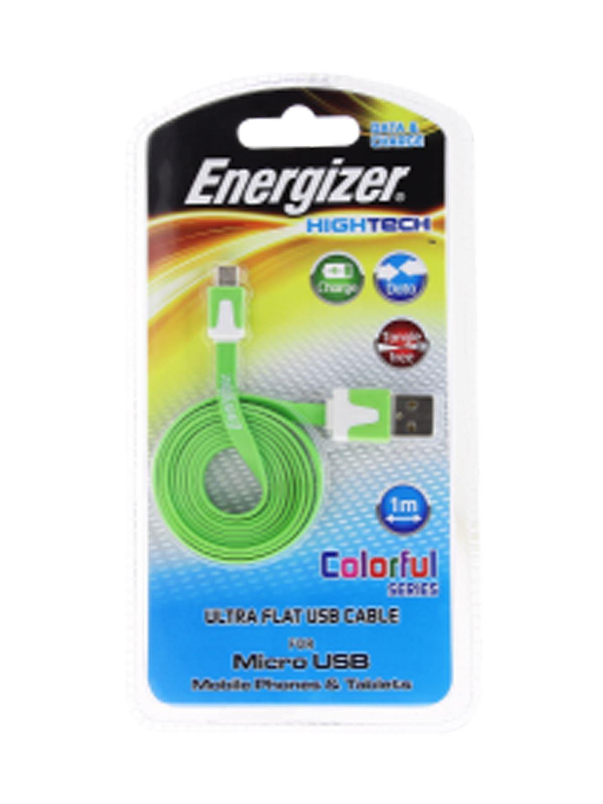 Energizer High Tech Ultra Flat USB Cable Micro USB 1m - Green