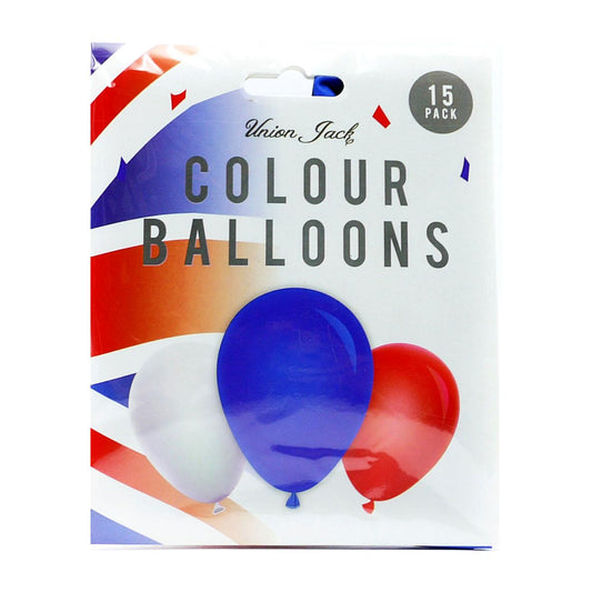 Union Jack Colour Balloons - 15 Pack