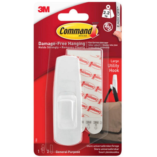 3M Command Large Utility Damage-Free Hanging Hook Pack of 1